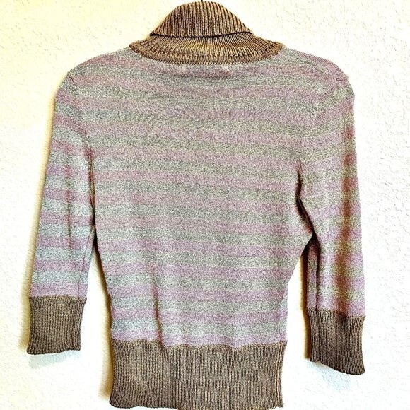 Jessica by Christopher L top women knit top glitter turtleneck sweater size S - Picture 2 of 8